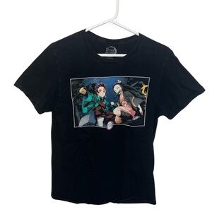 Demon Slayer Tanjiro & Nezuko Tee Medium Black Anime Graphic T-Shirt Cotton